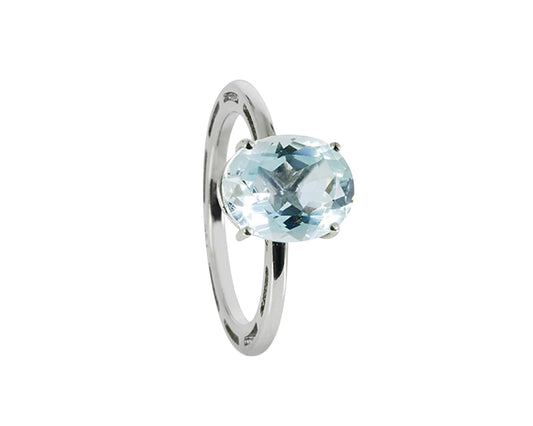 750 white gold ring with aquamarine